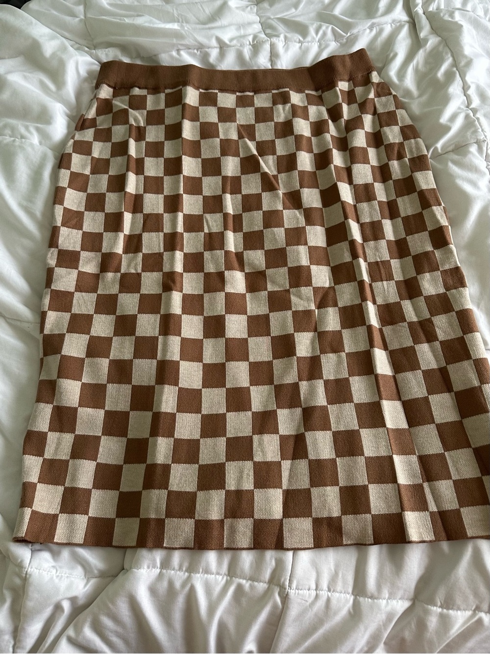 Pinkblush Brown & Cream Checked Pencil Skirt